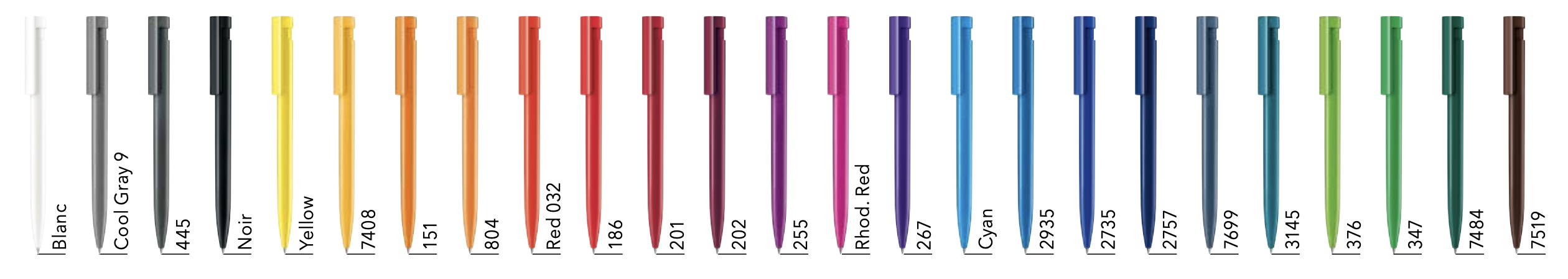 La gamme de couleurs de nos stylos